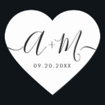 Monogram Script Custom Wedding date Heart Herz-Aufkleber<br><div class="desc">Elevate your wedding details with the Minimalist Monogram Script Custom Wedding Date Heart shaped Sticker (see other shapes). This elegant and personalized sticker adds a touch of sophistication to your wedding stationery, allowing you to showcase your monogram and wedding date in a simple yet impactful way. The sticker features a...</div>