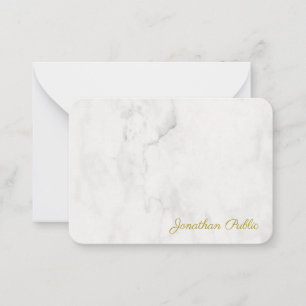 Monogram Script Elegant White Marble Template Mitteilungskarte