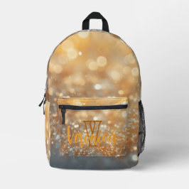 Monogram Script Golden Glimmer Bedruckter Rucksack