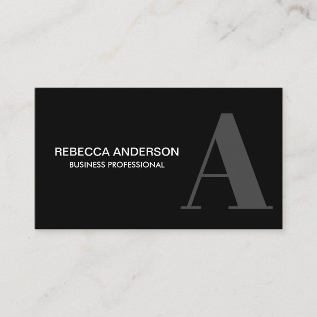 Monogram Script Gray | Geschäft mit schwarzem Hint Visitenkarte (Vorderseite)