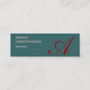 Monogram Script Hair Stylist Business Card Mini Visitenkarte