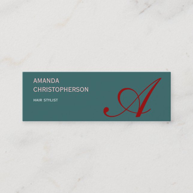 Monogram Script Hair Stylist Business Card Mini Visitenkarte (Vorderseite)
