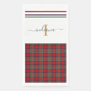 Monogram Script Kariert Clan Stewart Rustic Tartan Serviette