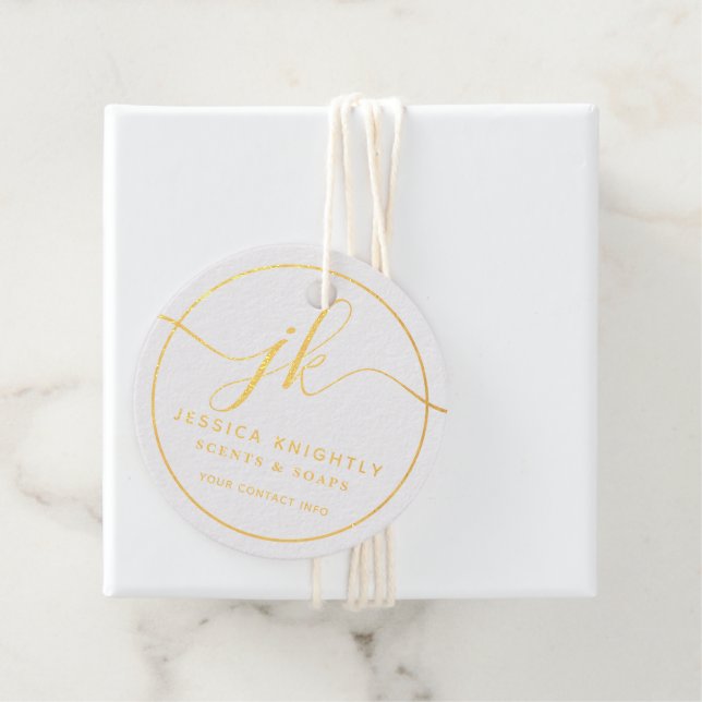 Monogram Script Logo Gold Forecorder Geschenkanhänger (Mit Box)