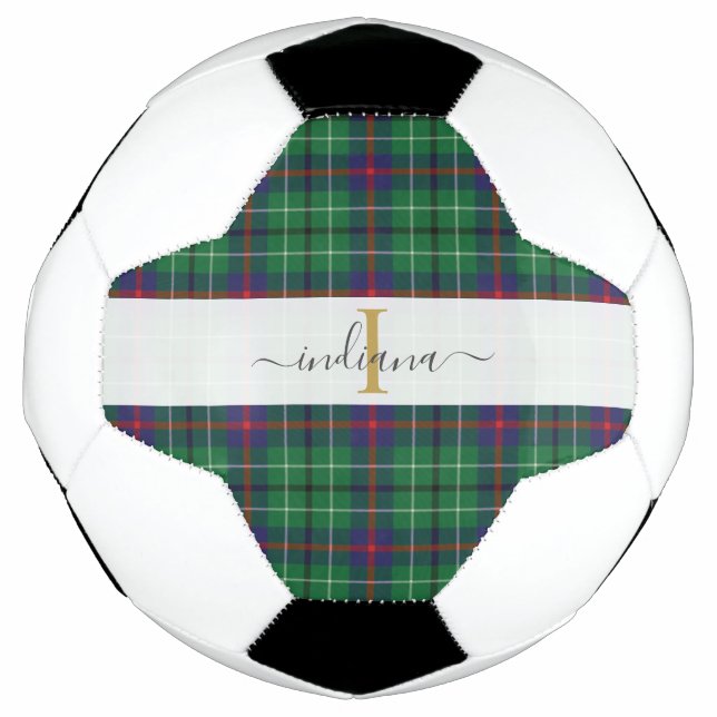 Monogram Script Name Kariert Clan Duncan Tartan Fußball (Vorderseite)