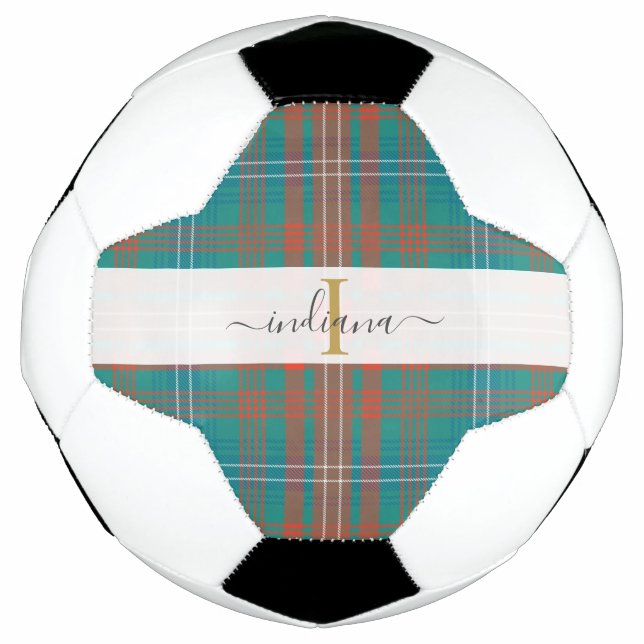 Monogram Script Name Kariert Clan Wilson Tartan Fußball (Vorderseite)