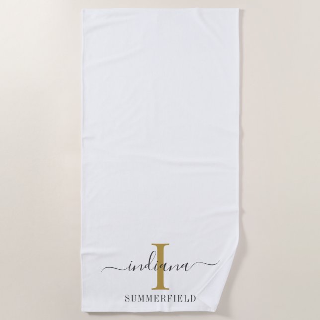 Monogram Script Name Stilistisch Minimalistisch Go Strandtuch (Vorderseite)