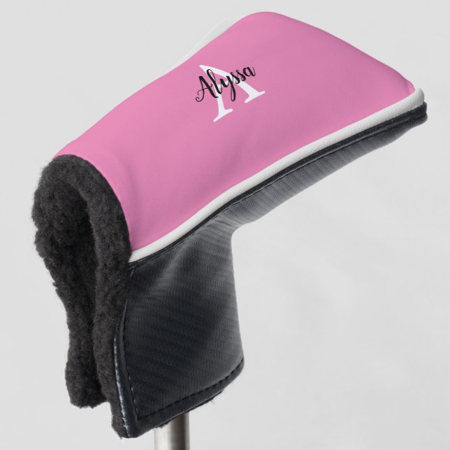 Monogram Script Pink Putter Golf Head Cover Headcover (3/4 Vorderseite)