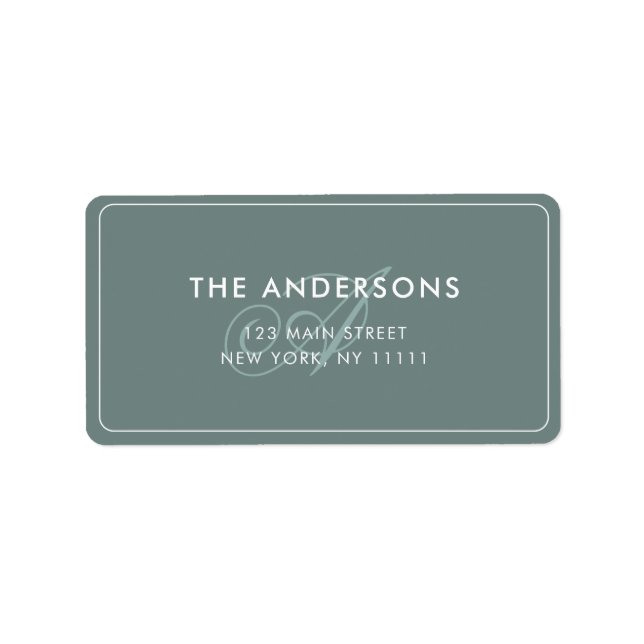 Monogram Script Sage Green Return Address Label Adressaufkleber (Vorne)