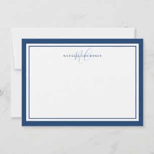Monogram Script Two Border Elegant Minimalistisch Mitteilungskarte