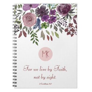 Monogram Scripting Burgundy Aquarell Floral Notizblock