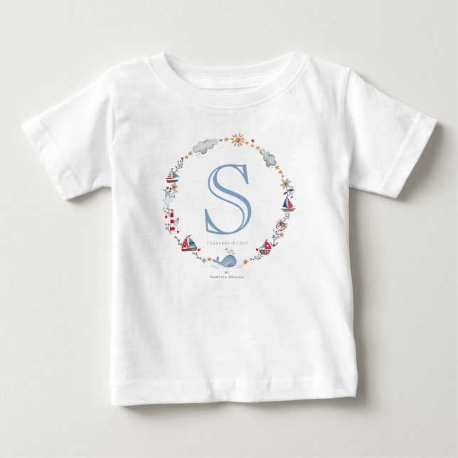 Monogram Sea Whale | Baby Jungen | T-Shirt (Vorderseite)