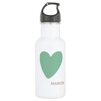 Monogram Seafoam Mint Green Heart Water Flasche Edelstahlflasche