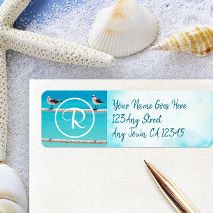 Monogram Seagull Vögel Foto Moderne Skriptadresse