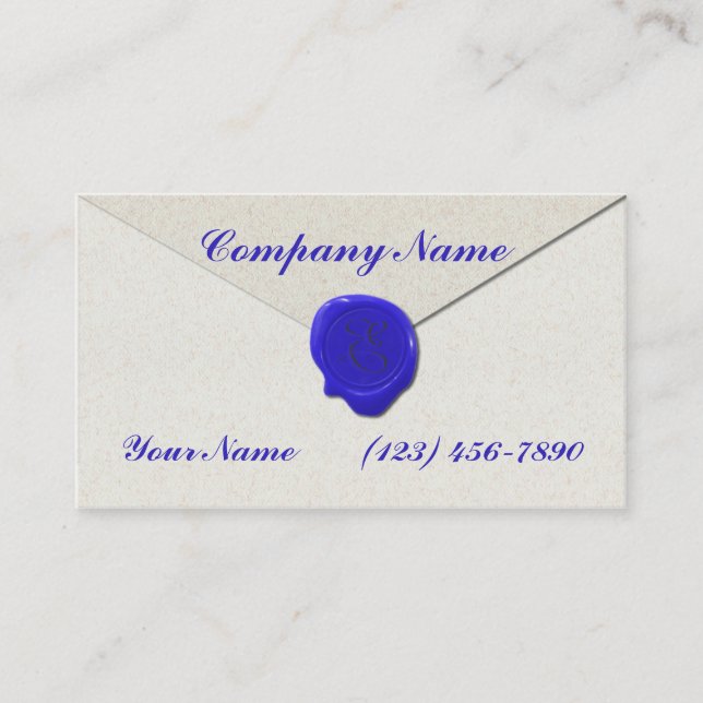 Monogram Sealing Wax Blue Visitenkarte (Vorderseite)
