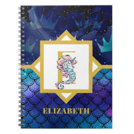 Monogram Seepferd Unicorn Sea Mermaid Scales Notizblock