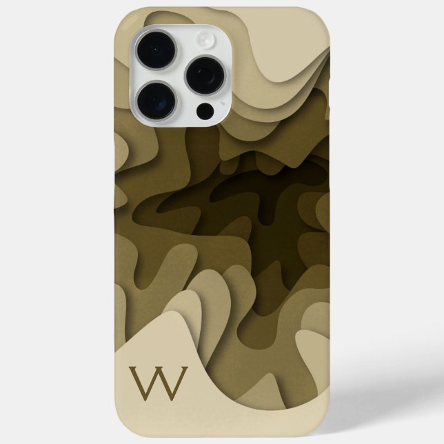 Monogram Sepia Brown Modern Abstrakt Case-Mate iPhone Hülle (Rückseite)