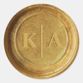 Monogram Shimmer Gold Wax Siegel Hochzeitsticker Runder Aufkleber