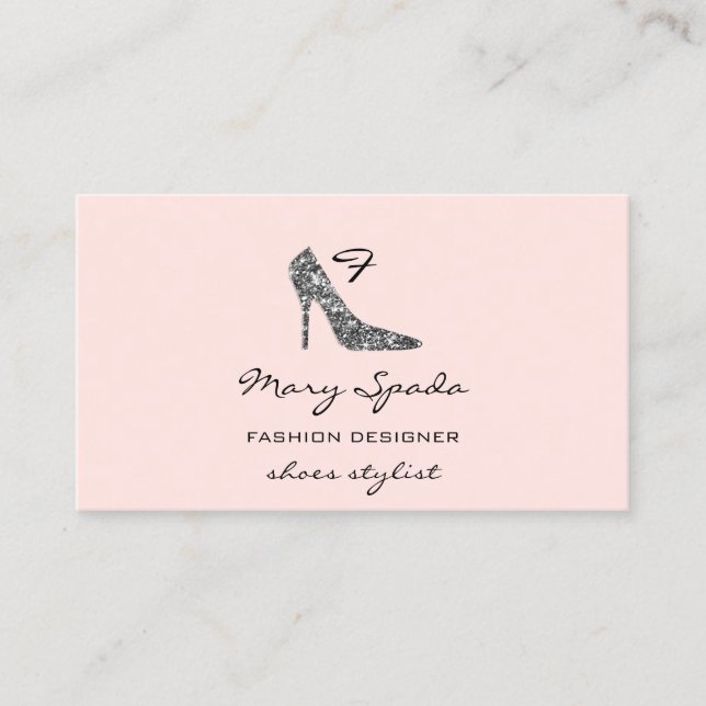 Monogram Shoes Black Glitzer Heelses Logo Shop QR Visitenkarte (Vorderseite)