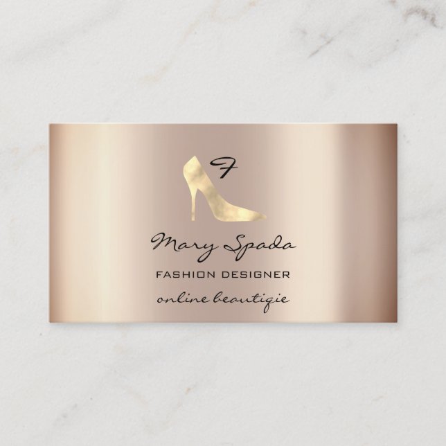 Monogram Shoes Rose Heelse Logo Shop QR Code Visitenkarte (Vorderseite)