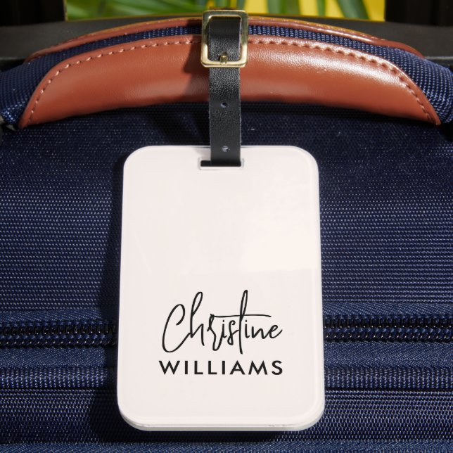 Monogram-Signatur Handgeschriebenes Script Rosa Gepäckanhänger (Vorderseite Insitu 2)