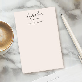 Monogram Signature Simple Modern Feminine Blush Post-it Klebezettel