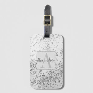 Monogram Silver Confetti Gepäckanhänger
