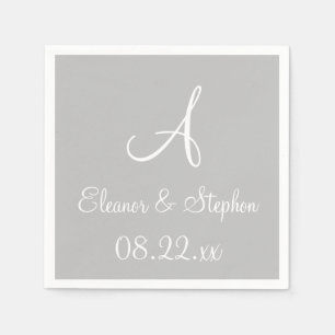Monogram Silver Cool One Color Paper Napkins Serviette