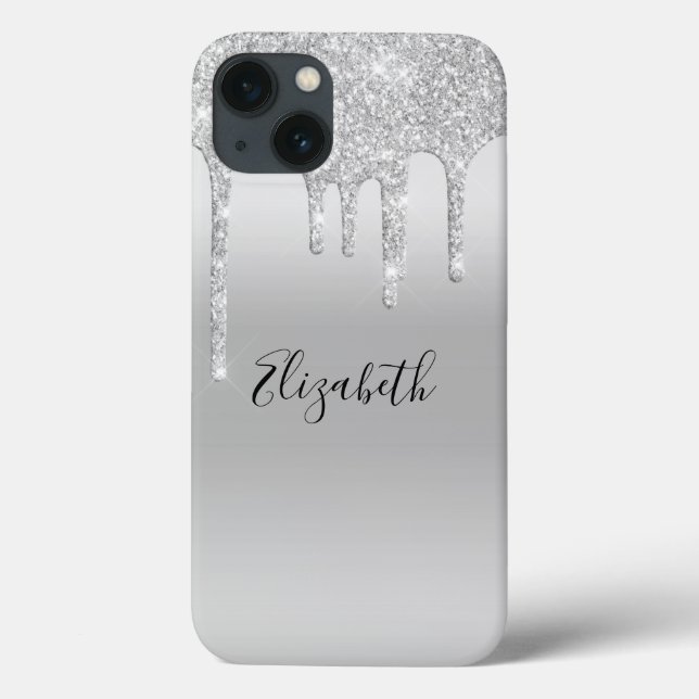 Monogram Silver Driving Glitzer Trendy Case-Mate iPhone Hülle (Rückseite)