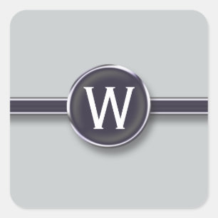 Monogram Silver Foil Schreibmaschine Letter Quadratischer Aufkleber