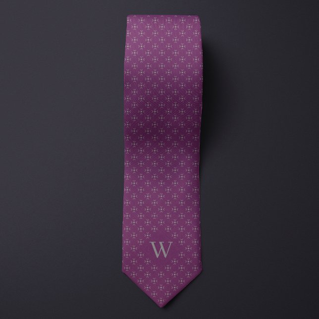 Monogram Silver Geometric Muster Krawatte (Von Creator hochgeladen)