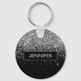 Monogram Silver Glam Glitzer Sparkname Schlüsselanhänger
