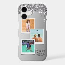 Monogram Silver Glitzer Foto Template iPhone 11