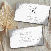 Monogram Silver Gray Glitzer Glam Trendy Women's