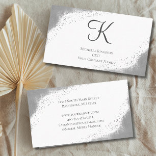 Monogram Silver Gray Glitzer Glam Trendy Women's Visitenkarte