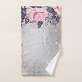 Monogram Silver Navy Rosegold Girly Newlyweds Gesc Handtuch