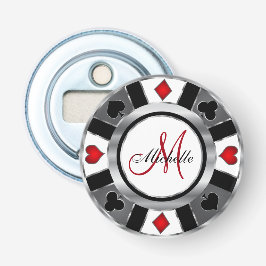 Monogram Silver Poker Chip Design Flaschenöffner