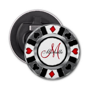Monogram Silver Poker Chip Design Flaschenöffner