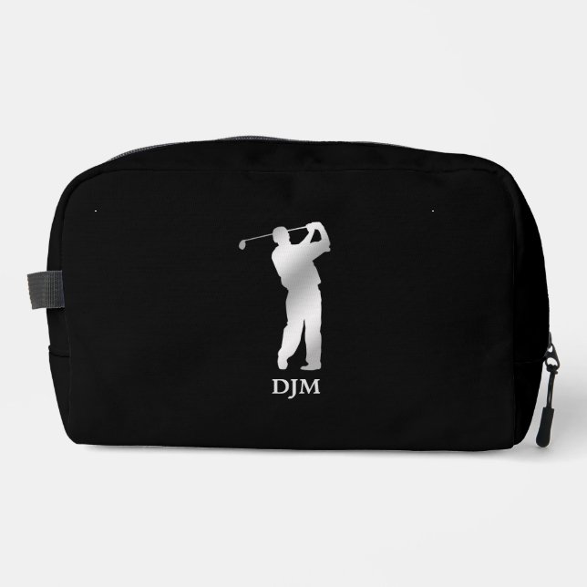 Monogram Silver Silhouette Golfer Waschbeutel (Vorderseite)