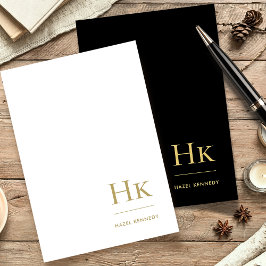 Monogram Simple Classic Black Gold Personalisiert Briefpapier