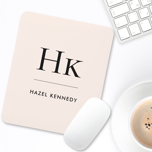 Monogram Simple Eleganc Classic Blush Pink Mousepad (Von Creator hochgeladen)