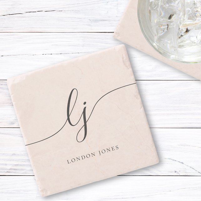 Monogram Simple Elegance Calligraphy Feminine Steinuntersetzer (Von Creator hochgeladen)