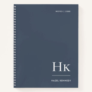 Monogram Simple Eleganic Navy Personalisiert Name Notizbuch