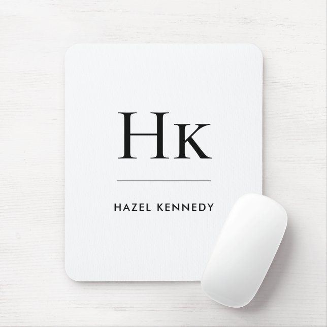 Monogram Simple Elegant Classic White Mit Monogram Mousepad (Mit Mouse)