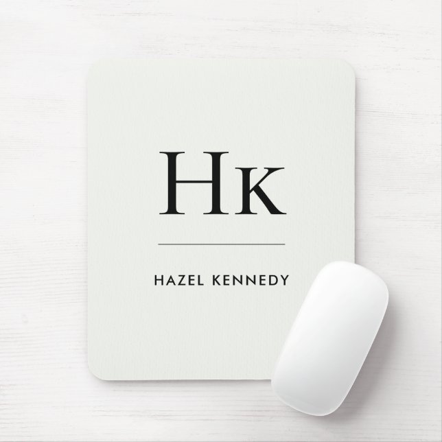Monogram Simple Elegant Minimalist Classic Ivory Mousepad (Mit Mouse)