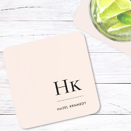Monogram Simple Elegant Minimalistisch Blush Pink Getränkeuntersetzer