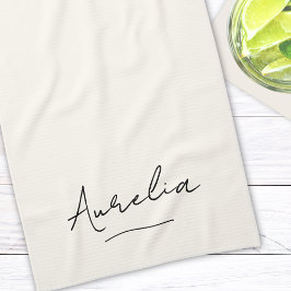 Monogram Simple Elegant Script Minimal Feminine Geschirrtuch