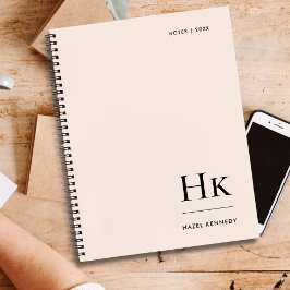 Monogram Simple Eleganush Blush Pink Personalisier Notizbuch