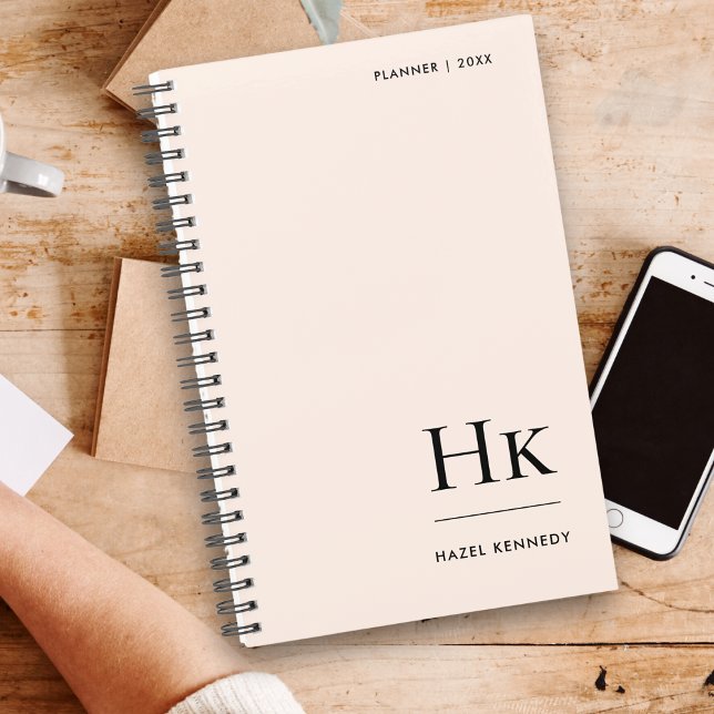 Monogram Simple Eleganush Blush Pink Personalisier Planer (Von Creator hochgeladen)