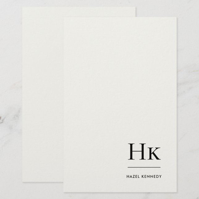 Monogram Simple Ivory Monogrammed Personalized Briefpapier (Vorne/Hinten)
